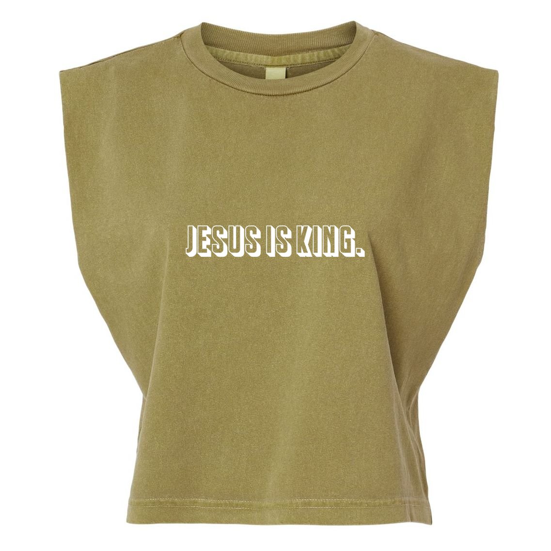 Jesus Is King 3d Simple Font Christian Catholic Christ Garment-Dyed Women's Muscle Tee