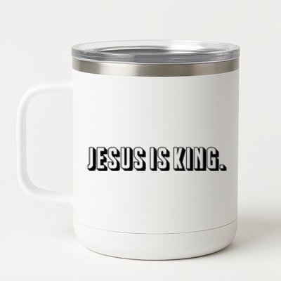 Jesus Is King 3d Simple Font Christian Catholic Christ 12 oz Stainless Steel Tumbler Cup