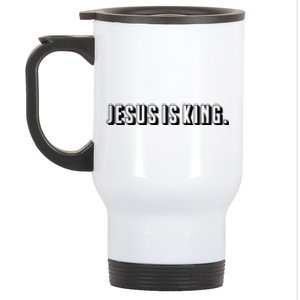 Jesus Is King 3d Simple Font Christian Catholic Christ Stainless Steel Travel Mug