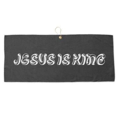 Jesus Is King Embossed Simple Faith Christian Catholic Large Microfiber Waffle Golf Towel