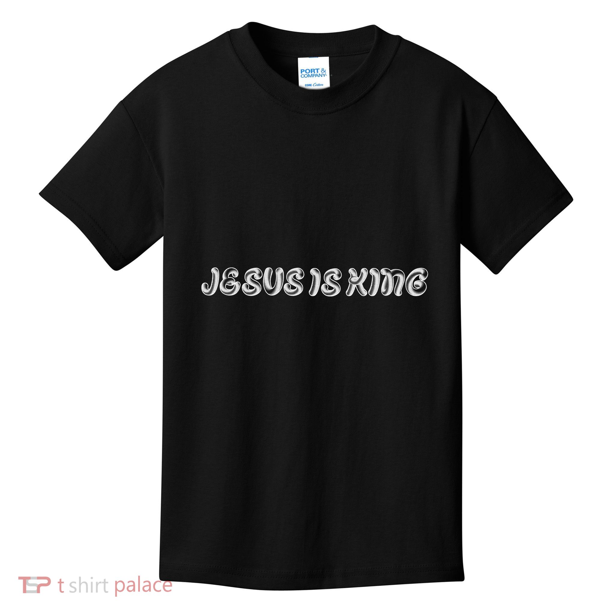 Jesus Is King Embossed Simple Faith Christian Catholic Kids T-Shirt