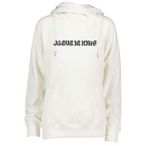 Jesus Is King Embossed Simple Faith Christian Catholic Womens Funnel Neck Pullover Hood