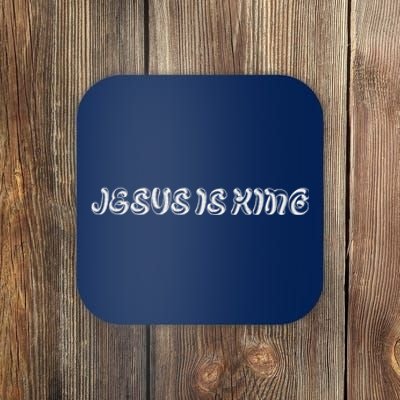 Jesus Is King Embossed Simple Faith Christian Catholic Coaster