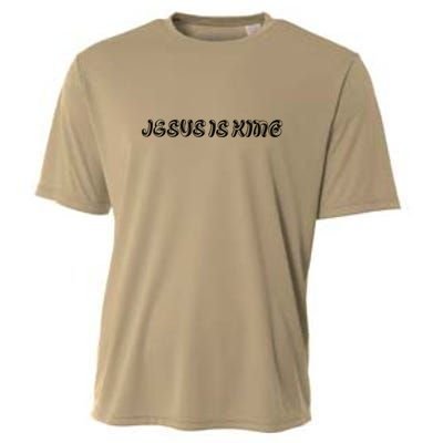 Jesus Is King Embossed Simple Faith Christian Catholic Cooling Performance Crew T-Shirt