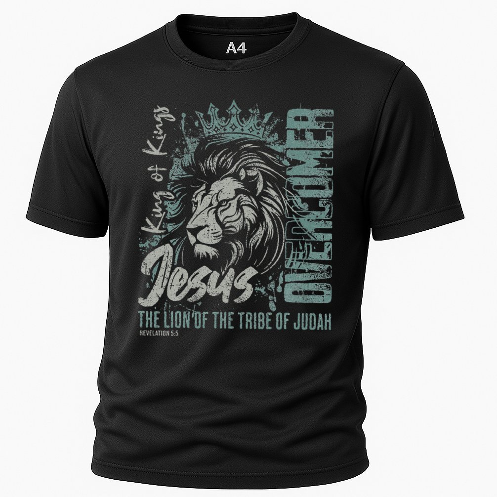 Jesus Is King Lion Of Judah Bible Faith Graphic Christian Cooling Performance Crew T-Shirt