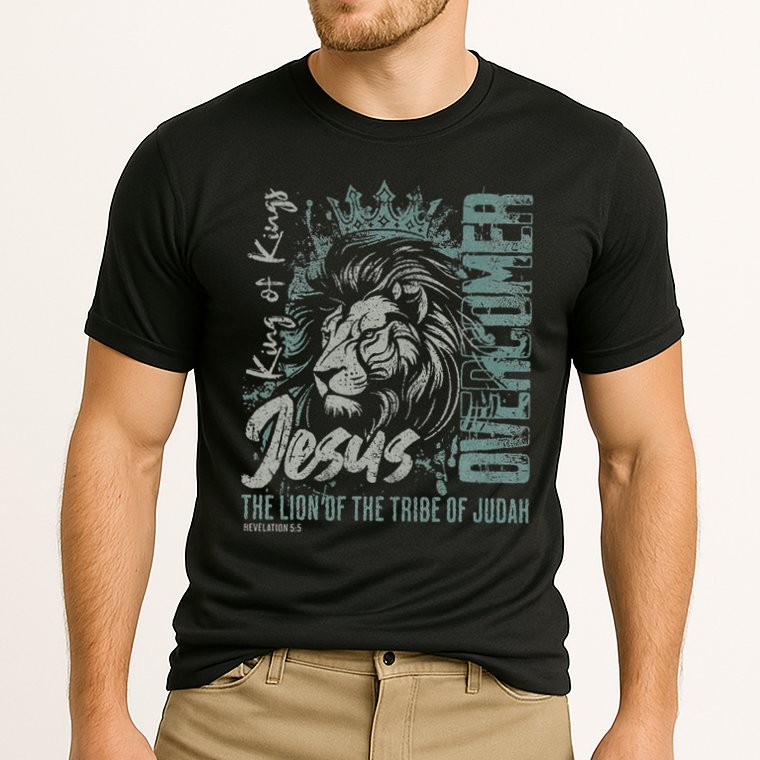 Jesus Is King Lion Of Judah Bible Faith Graphic Christian Cooling Performance Crew T-Shirt