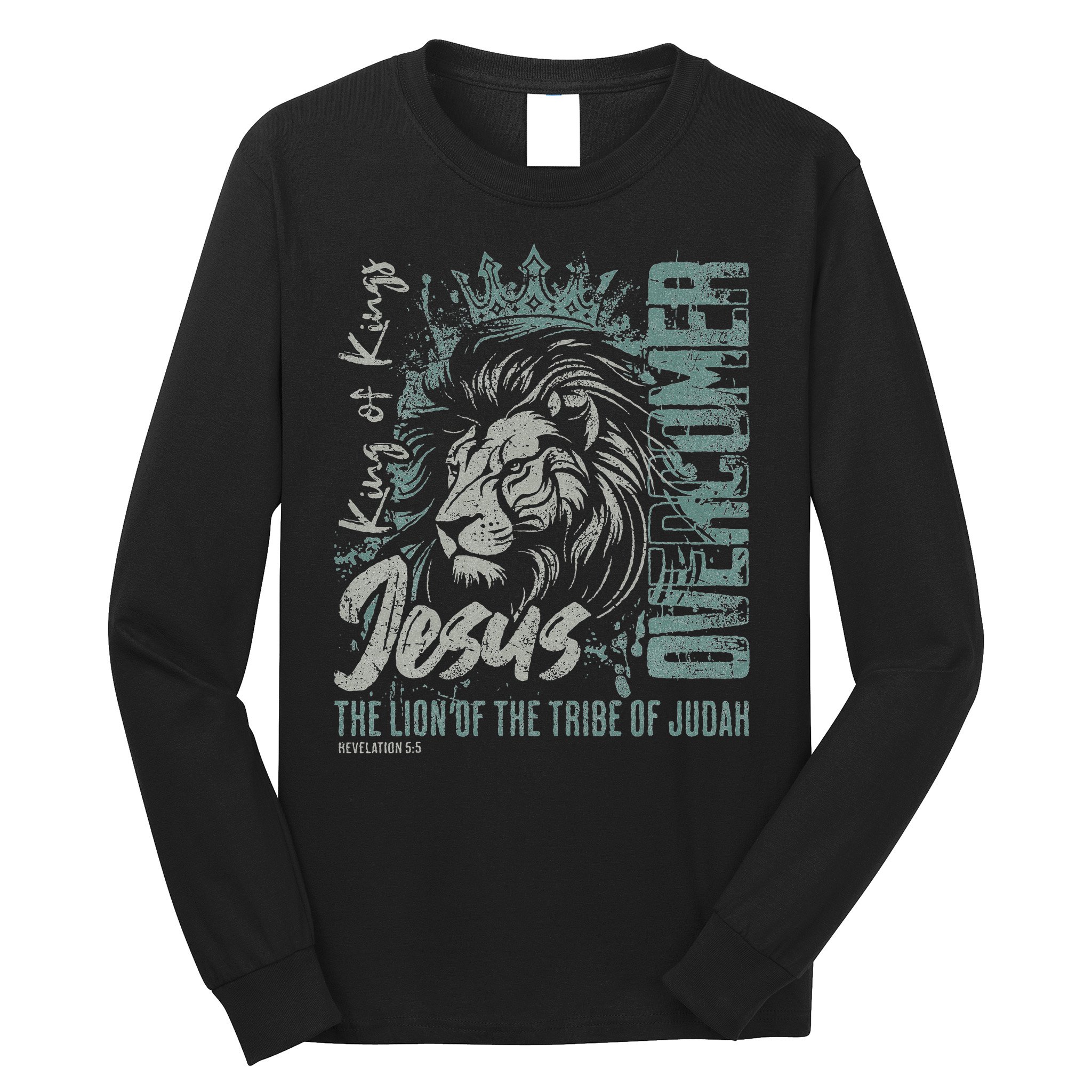 Jesus Is King Lion Of Judah Bible Faith Graphic Christian Long Sleeve Shirt