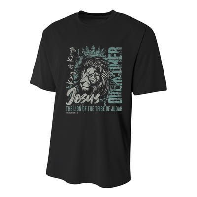 Jesus Is King Lion Of Judah Bible Faith Graphic Christian Youth Performance Sprint T-Shirt