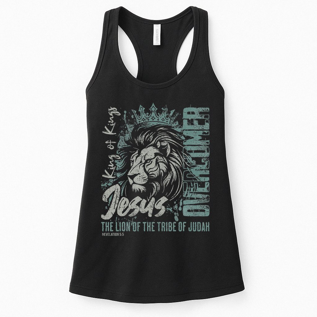 Jesus Is King Lion Of Judah Bible Faith Graphic Christian Womens Tank Top
