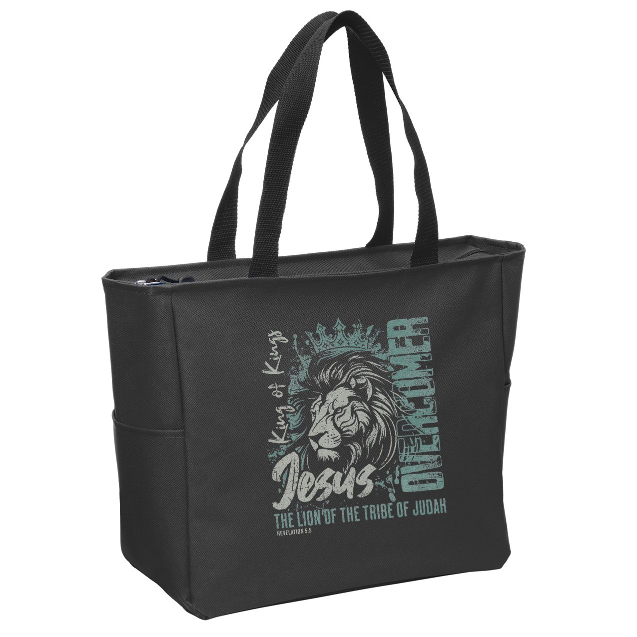 Jesus Is King Lion Of Judah Bible Faith Graphic Christian Zip Tote Bag
