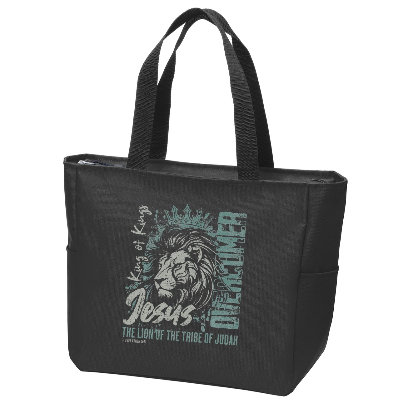 Jesus Is King Lion Of Judah Bible Faith Graphic Christian Zip Tote Bag