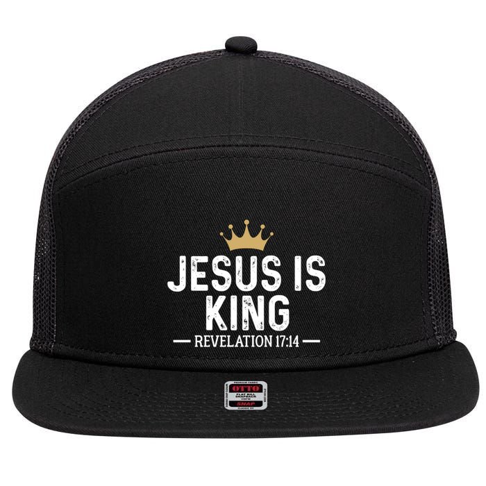 Jesus Is King Revelation 17:14 Christian Quote Religious 7 Panel Mesh Trucker Snapback Hat