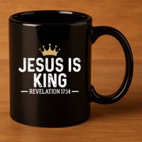 Jesus Is King Revelation 17:14 Christian Quote Religious 11oz C Handle Ceramic Mug