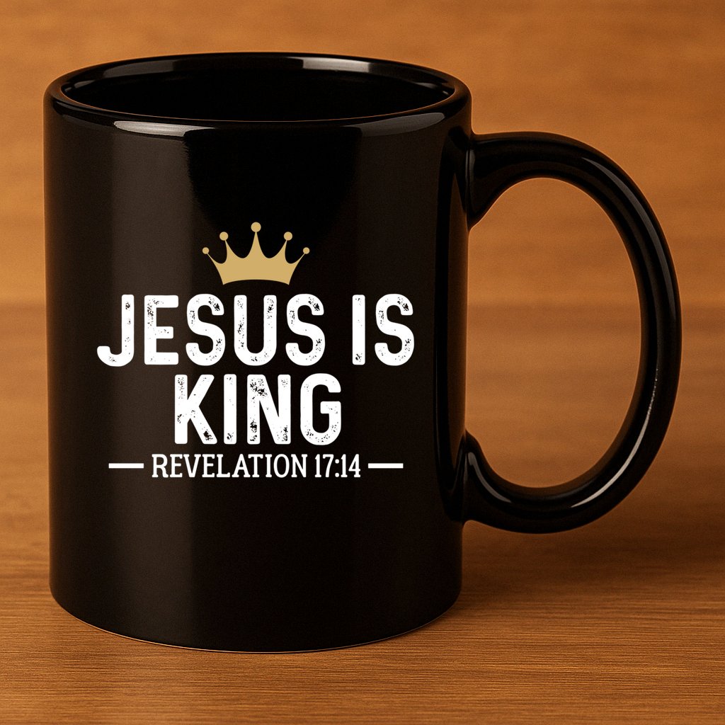 Jesus Is King Revelation 17:14 Christian Quote Religious 11oz C Handle Ceramic Mug