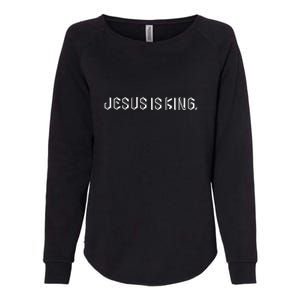 Jesus Is King Embossed Church Faith Christian Catholic Womens California Wash Sweatshirt