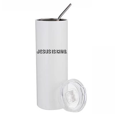 Jesus Is King Embossed Church Faith Christian Catholic Stainless Steel Tumbler