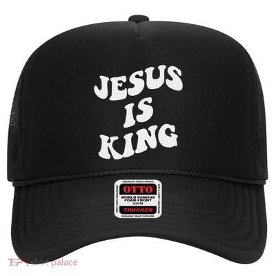 Jesus Is King Aesthetic Trendy High Crown Mesh Back Trucker Hat