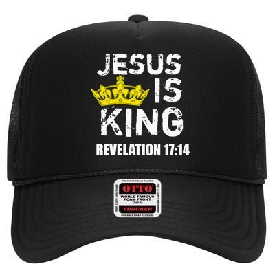 Jesus Is King Faith God Christian Jesus4m3 High Crown Mesh Back Trucker Hat