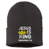 Jesus Is King Faith God Christian Jesus4m3 Sustainable Knit Beanie