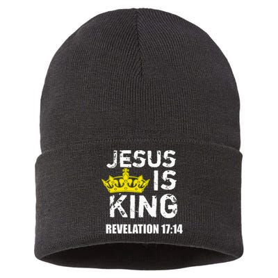 Jesus Is King Faith God Christian Jesus4m3 Sustainable Knit Beanie