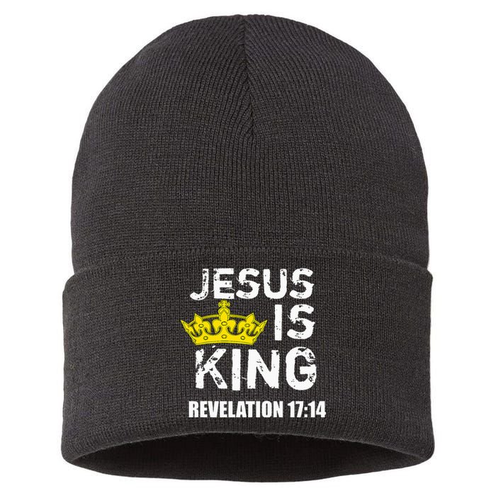 Jesus Is King Faith God Christian Jesus4m3 Sustainable Knit Beanie