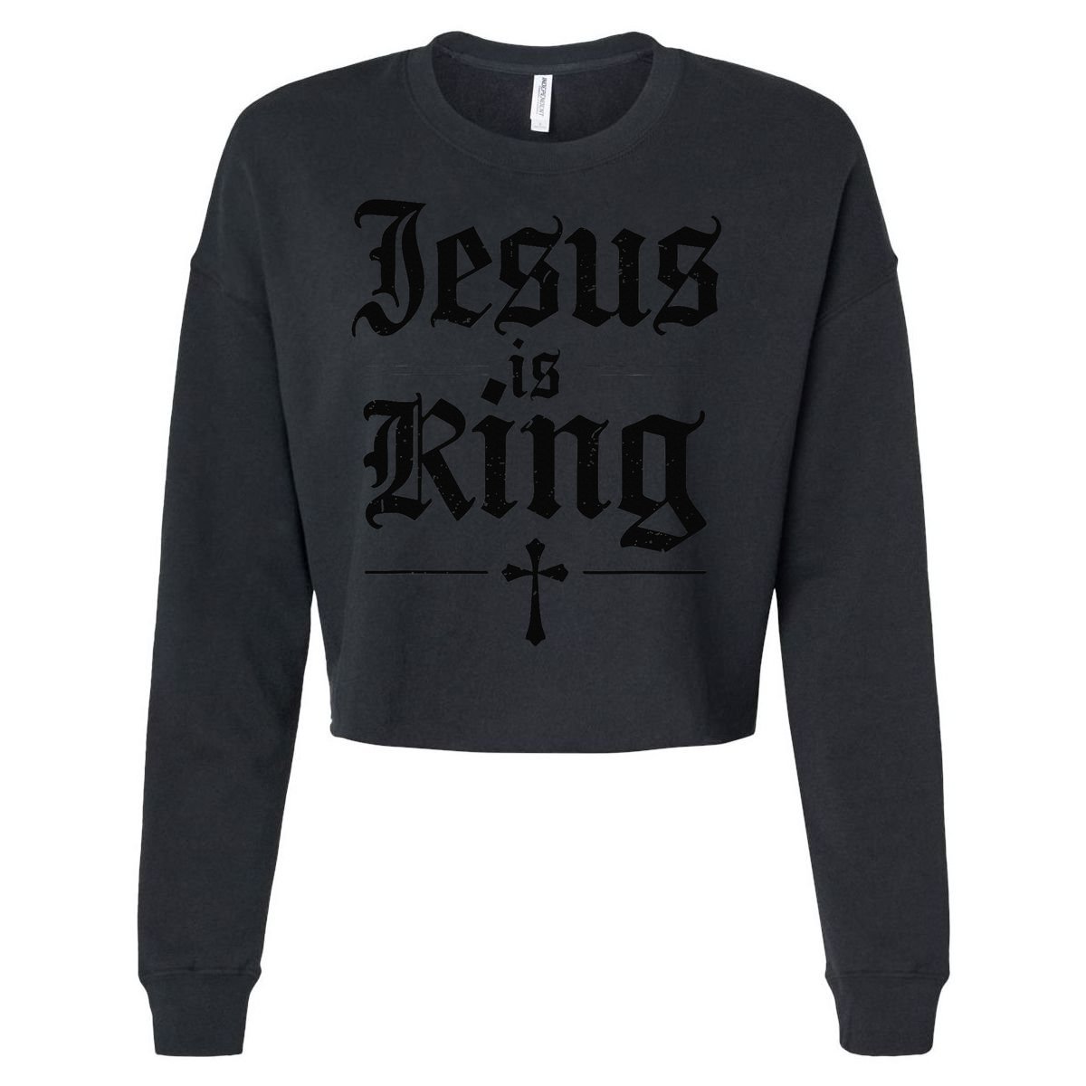 Jesus Is King Christian Best Godson Ever Cropped Pullover Crew