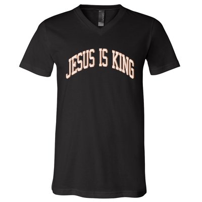 Jesus Is King Love Like Jesus Aesthetic Retro Vintage Women V-Neck T-Shirt