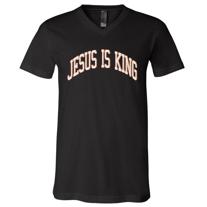 Jesus Is King Love Like Jesus Aesthetic Retro Vintage Women V-Neck T-Shirt