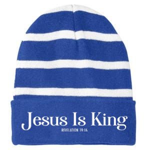 Jesus Is King Revelation 19 16 Striped Beanie with Solid Band