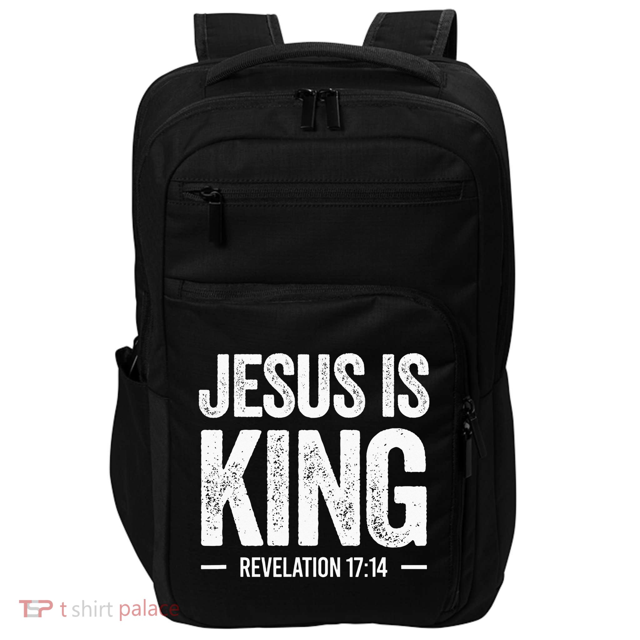 Jesus is King Revelation 1714 Christian Faith Bible Verse Impact Tech Backpack