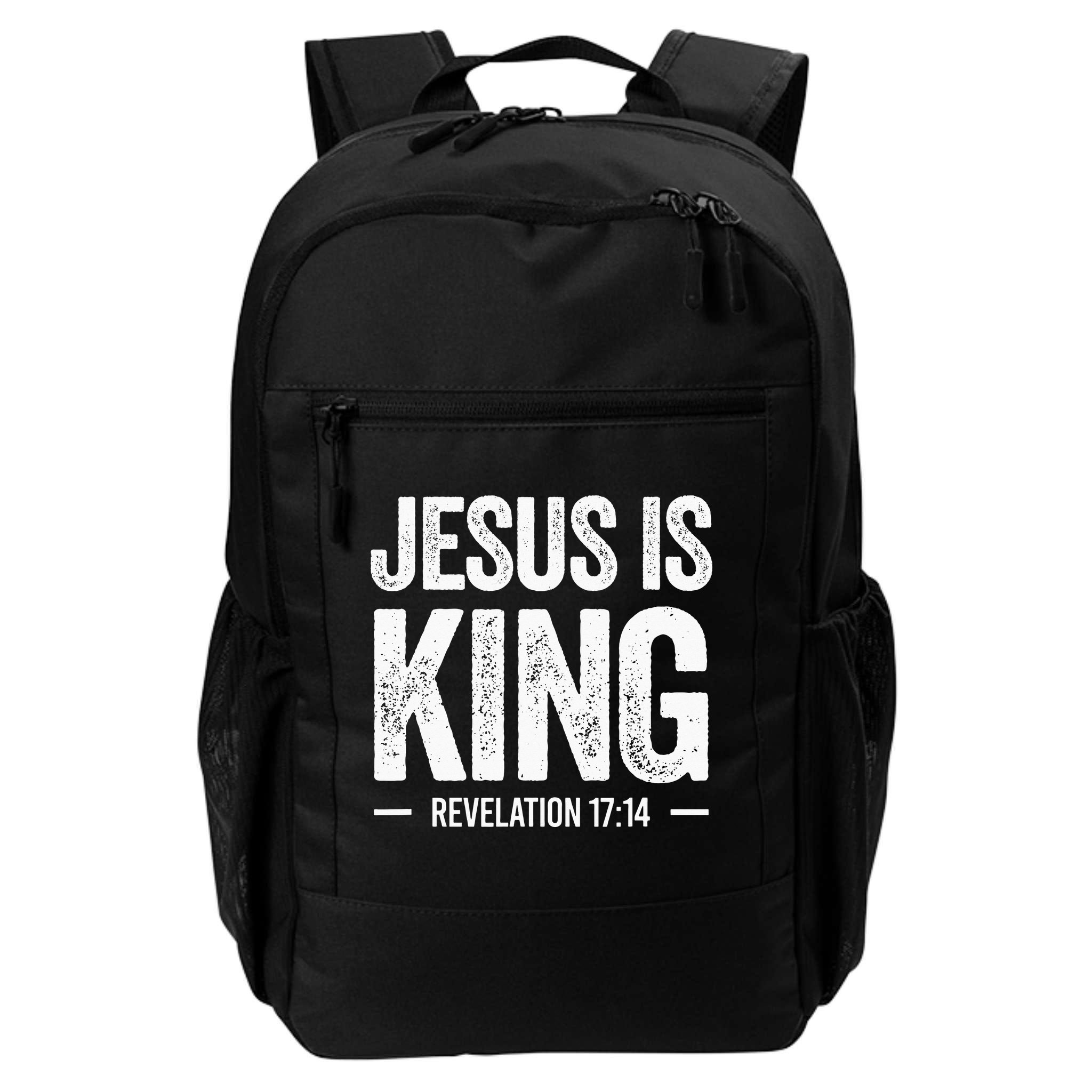 Jesus is King Revelation 1714 Christian Faith Bible Verse Backpack