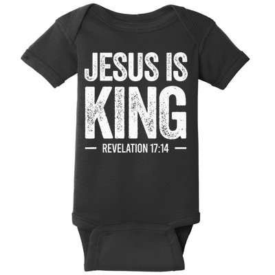 Jesus is King Revelation 1714 Christian Faith Bible Verse Baby Bodysuit