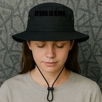 Jesus Is King Simple King Of Kings 3 Nails Cross Redeemed Collection Bucket Hat