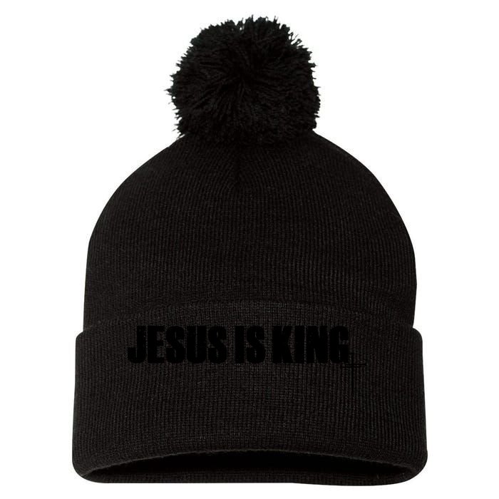Jesus Is King Simple King Of Kings 3 Nails Cross Redeemed Collection Pom Pom 12in Knit Beanie