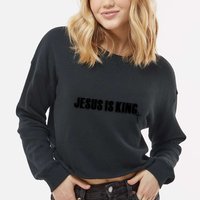 Jesus Is King Simple King Of Kings 3 Nails Cross Redeemed Collection Cropped Pullover Crew