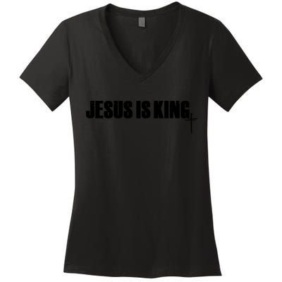 Jesus Is King Simple King Of Kings 3 Nails Cross Redeemed Collection Women's V-Neck T-Shirt
