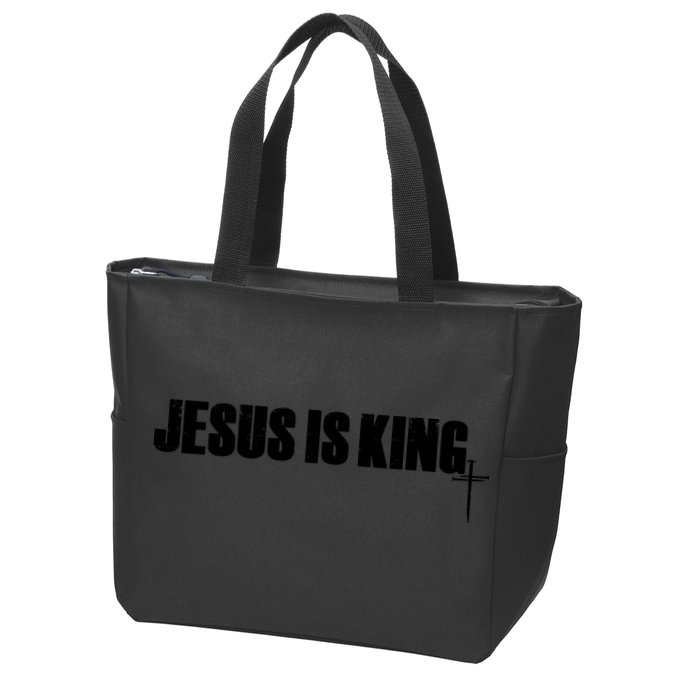 Jesus Is King Simple King Of Kings 3 Nails Cross Redeemed Collection Zip Tote Bag