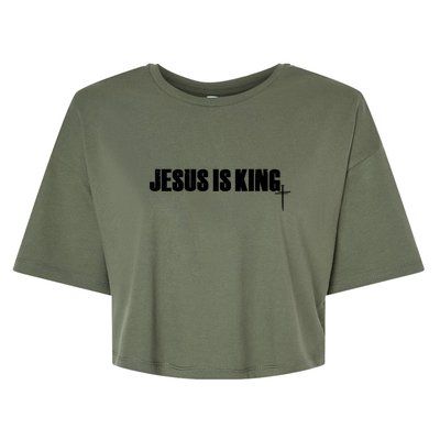 Jesus Is King Simple King Of Kings 3 Nails Cross Redeemed Collection Bella+Canvas Jersey Crop Tee