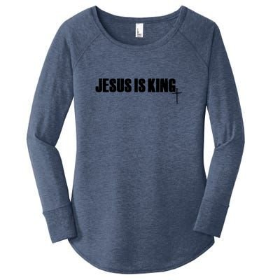 Jesus Is King Simple King Of Kings 3 Nails Cross Redeemed Collection Women's Perfect Tri Tunic Long Sleeve Shirt