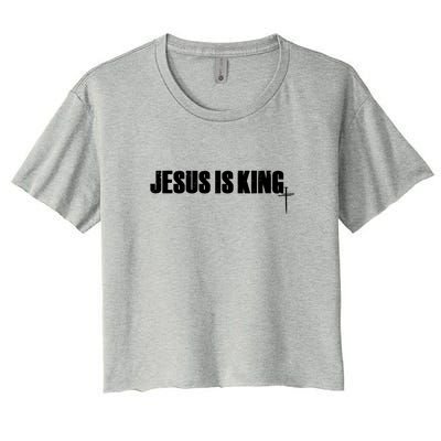 Jesus Is King Simple King Of Kings 3 Nails Cross Redeemed Collection Women's Crop Top Tee