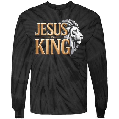 Jesus Is King Christian Lion Religious Faith Bible Verse Tie-Dye Long Sleeve Shirt