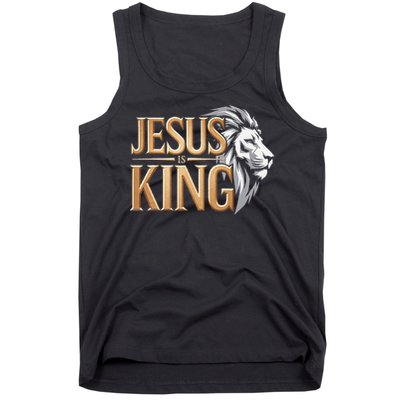 Jesus Is King Christian Lion Religious Faith Bible Verse Tank Top