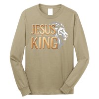 Jesus Is King Christian Lion Religious Faith Bible Verse Long Sleeve Shirt