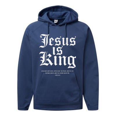 Jesus Is King Christian Faith Gifts Gift Performance Fleece Hoodie