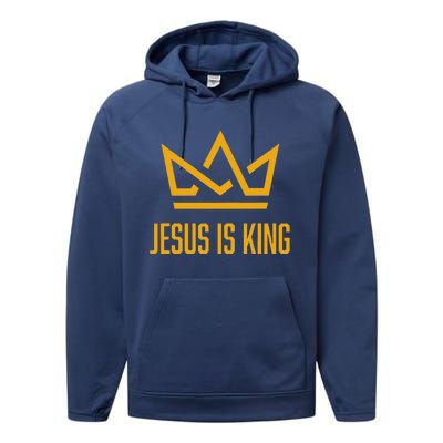 Jesus Is King Christian Faith Gifts Performance Fleece Hoodie