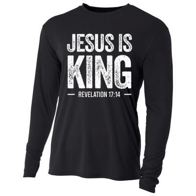 Jesus Is King Revelation 1714 Christian Faith Bible Verse Cooling Performance Long Sleeve Crew