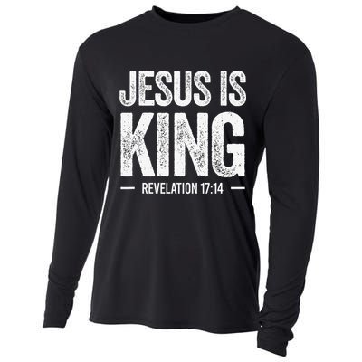 Jesus Is King Revelation 1714 Christian Faith Bible Verse Cooling Performance Long Sleeve Crew