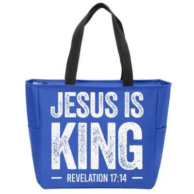 Jesus Is King Revelation 1714 Christian Faith Bible Verse Zip Tote Bag