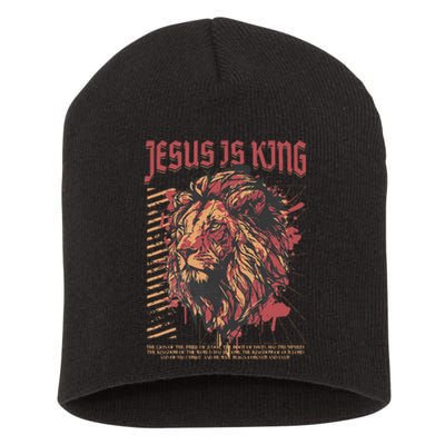 Jesus Is King Lion Christian Jesus Is King Lion Short Acrylic Beanie