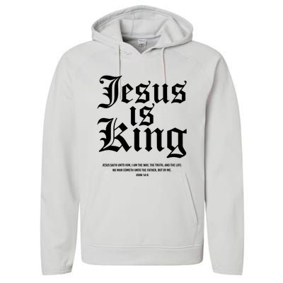 Jesus Is King Christian Faith Women Gifts Performance Fleece Hoodie